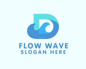 Blue Water Waves Letter D logo