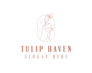 Hand Floral Tulip logo design