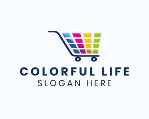 Colorful Grocery Cart logo design