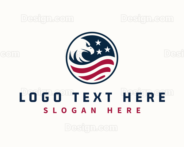 Patriotic Bald Eagle Star Logo