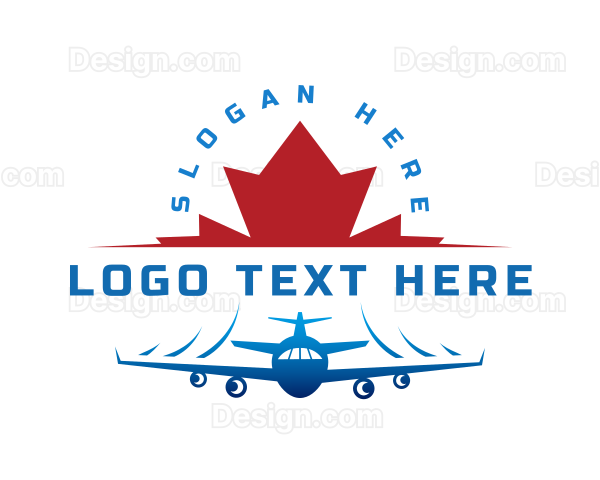 Plane Maple Leaf Travel Logo