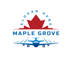 Plane Maple Leaf Travel logo design