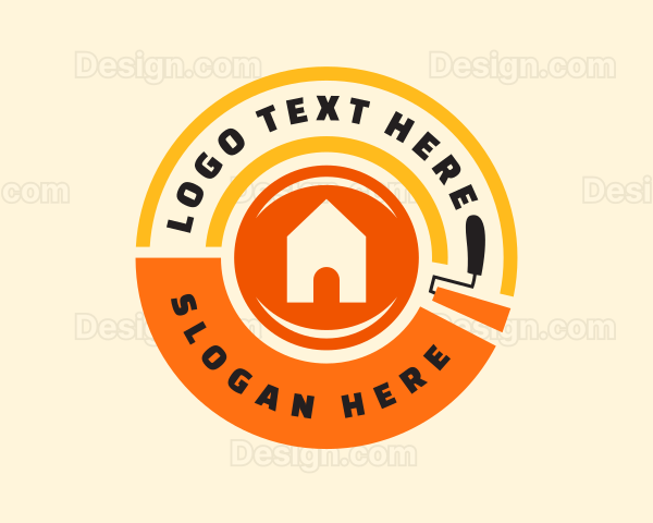 Handyman Paint Roller House Logo