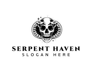 Snake Skull Serpent logo design