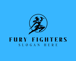 Spartan Woman Fighter logo design