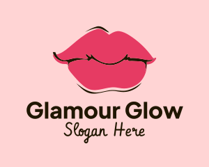 Pink Lips Makeup logo design