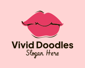 Pink Lips Makeup logo design