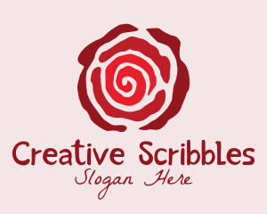 Red Rose Doodle  logo design