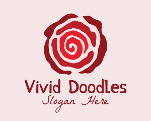 Red Rose Doodle  logo design