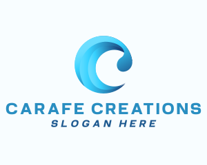 Ocean Wave Letter C logo design