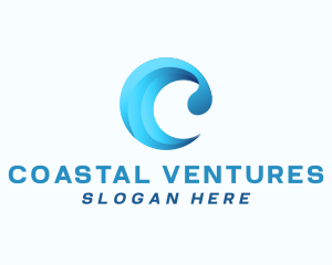 Ocean Wave Letter C logo design