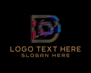 Gradient Glitch Letter D logo