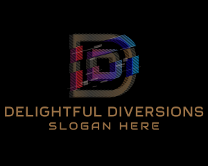 Gradient Glitch Letter D logo design