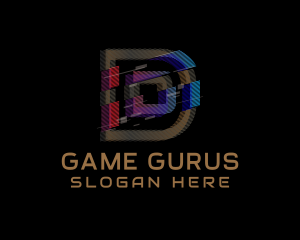 Gradient Glitch Letter D logo