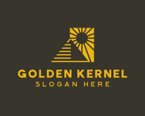 Golden Sunset Pyramid  logo design