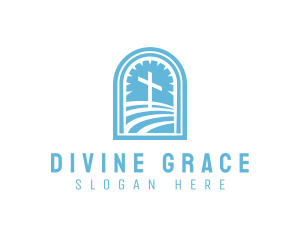 Crucifix Church Window logo design