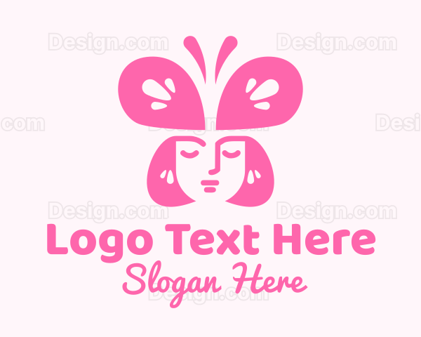 Pink Woman Butterfly Logo