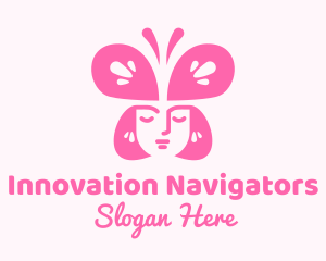 Pink Woman Butterfly Logo