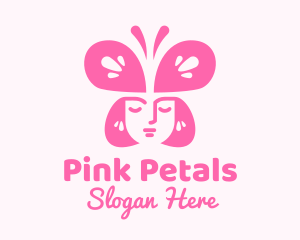 Pink Woman Butterfly logo design