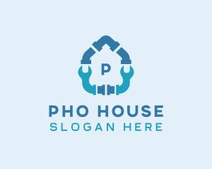 Plumbing House Wrench logo design