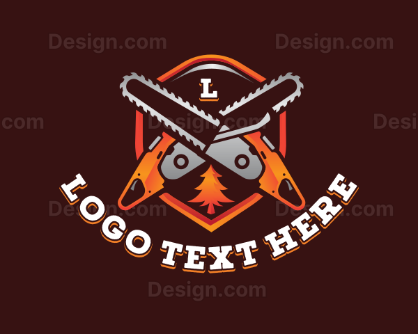 Chainsaw Lumberjack Sawmill Logo