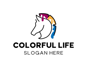 Colorful Paint Horse Drip logo design