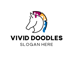 Colorful Paint Horse Drip logo design