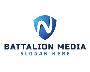 Modern Gradient Shield Letter N logo design