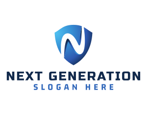 Modern Gradient Shield Letter N logo design