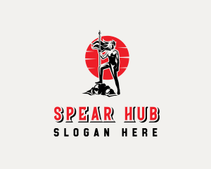 Spear Warrior Female logo design