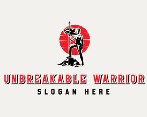 Spear Warrior Female logo design