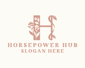 Botanical Flower Letter H logo design