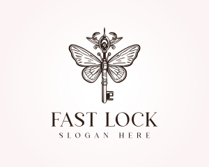 Antique Butterfly Jewel Key logo design