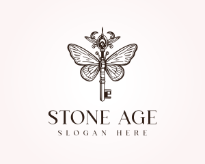 Antique Butterfly Jewel Key logo design