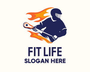 Flaming Lacrosse Player Logo