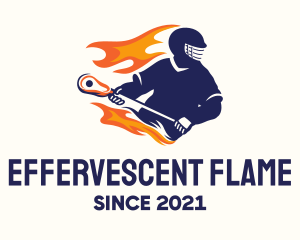 Flaming Lacrosse Player logo design