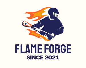 Flaming Lacrosse Player logo design