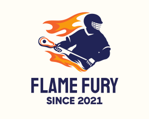 Flaming Lacrosse Player logo design