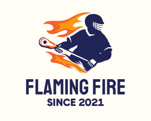 Flaming Lacrosse Player logo design