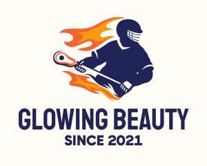 Flaming Lacrosse Player logo