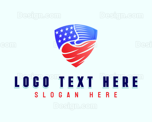 Patriotic Flag Shield Logo