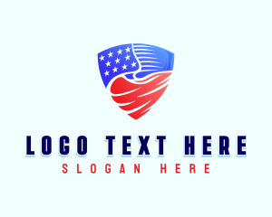 Patriotic Flag Shield Logo