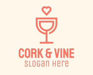 Wine Glass Heart logo design