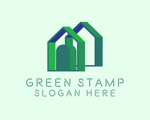 3D Green House Real Estate logo design