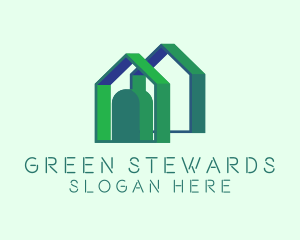 3D Green House Real Estate logo design