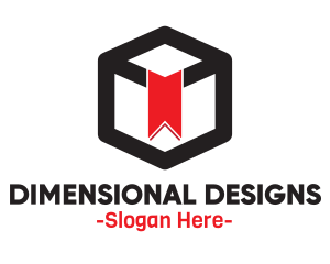 3D Cube Bookmark logo design