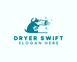 Blow Dryer Dog Grooming  logo design