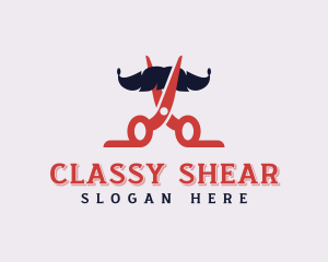 Mustache Barber Shears logo design