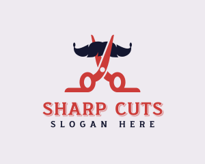 Mustache Barber Shears logo design