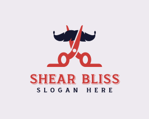 Mustache Barber Shears logo design